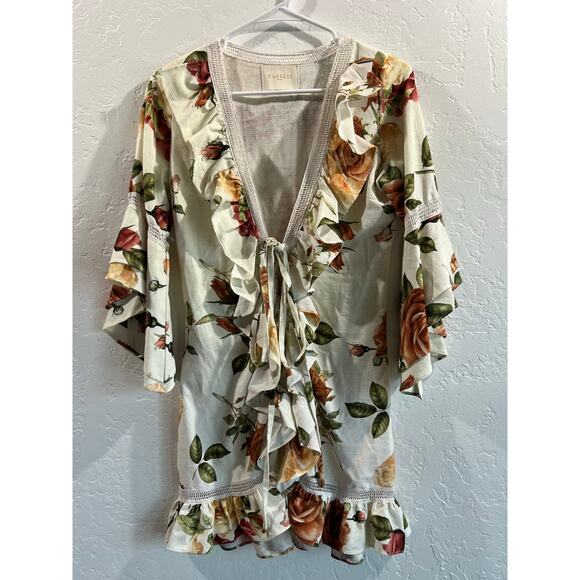 Empress Brasil Isabel Floral Ruffle Mini Dress Tie Front Size S One Size - Picture 14 of 16